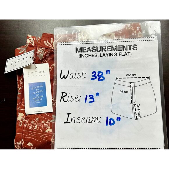 🩳 JACHS Men's Preppy NYC Red Island Print Resortwear Stretch Twill Shorts 38" - Picture 7 of 14